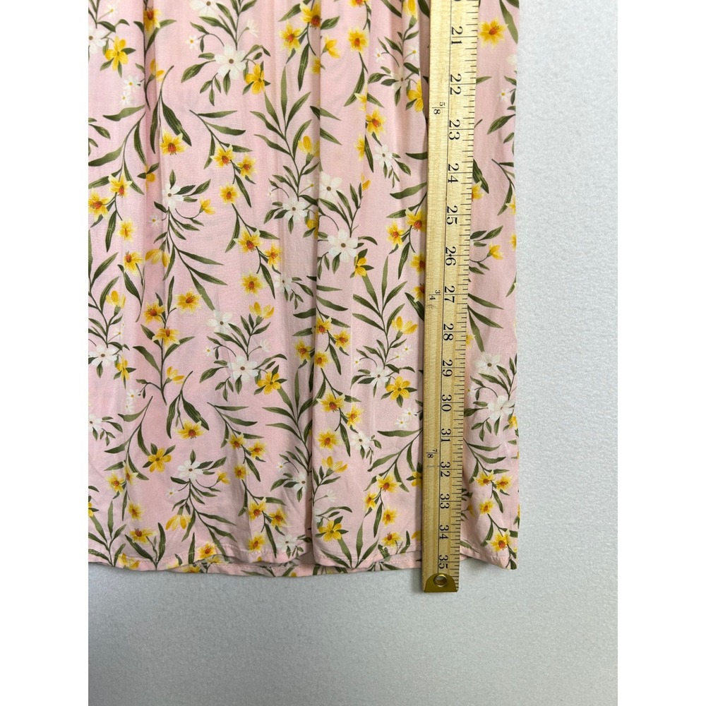 Floral Cottagecore Old Navy Womens LG Pink Floral Smocked High Waist Midi Skirt - Picture 7 of 9